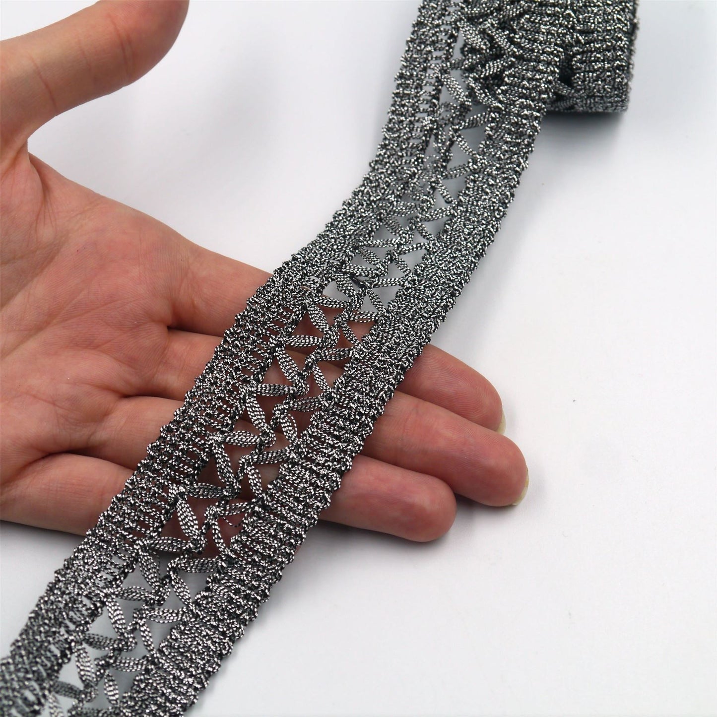 Metallic Braid With Openwork Lace Centre 30mm 7710