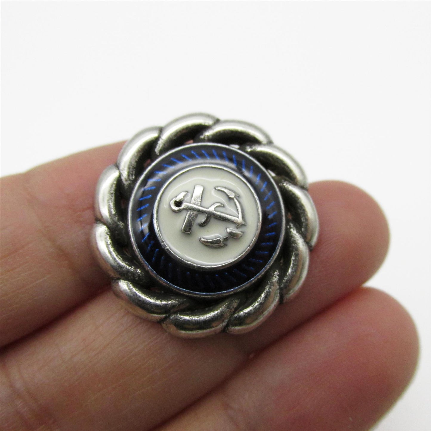 Rope and Anchor Metal Button with Enamel - 4450