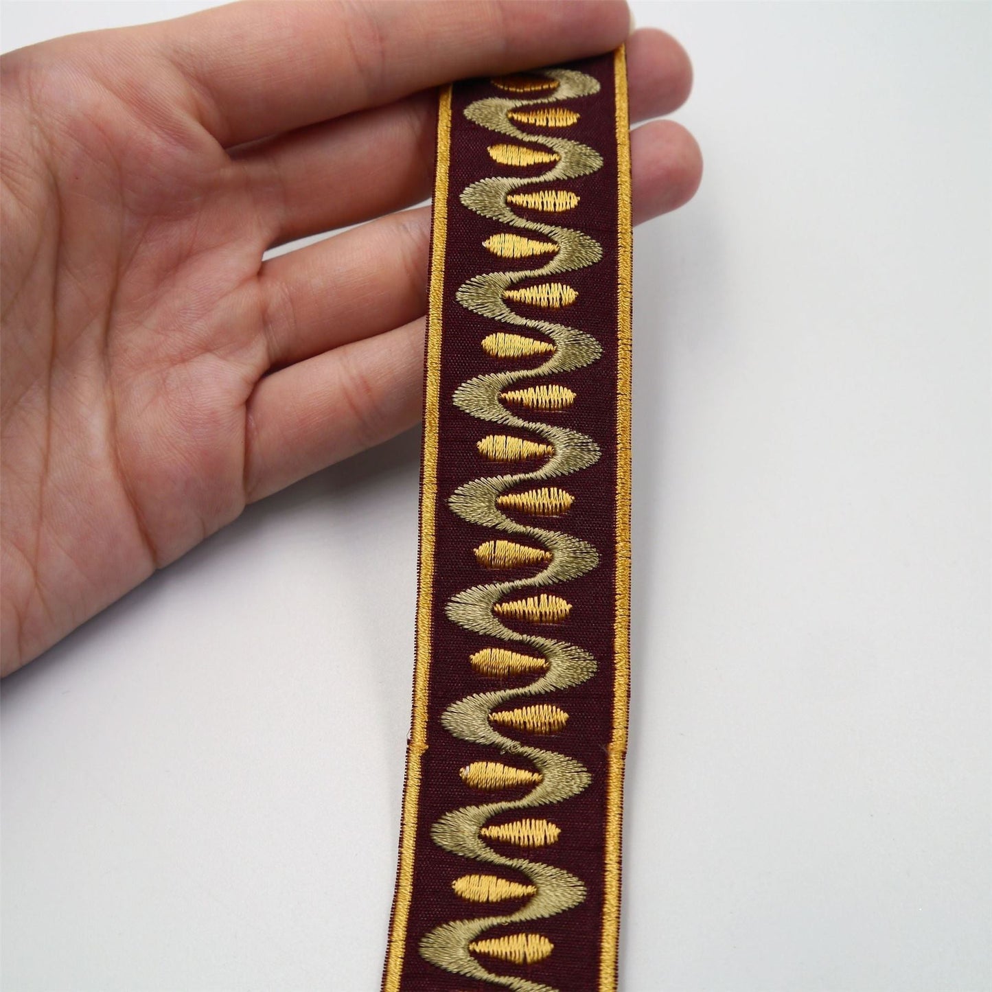 Wave Patterned Embroidered Braid 30mm 9888