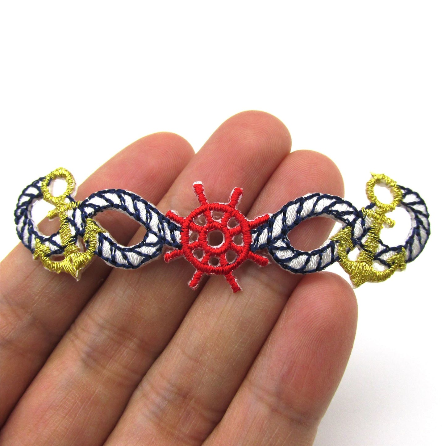 Anchor And Ship Wheel Motif Red Gold 18x75mm - 5311