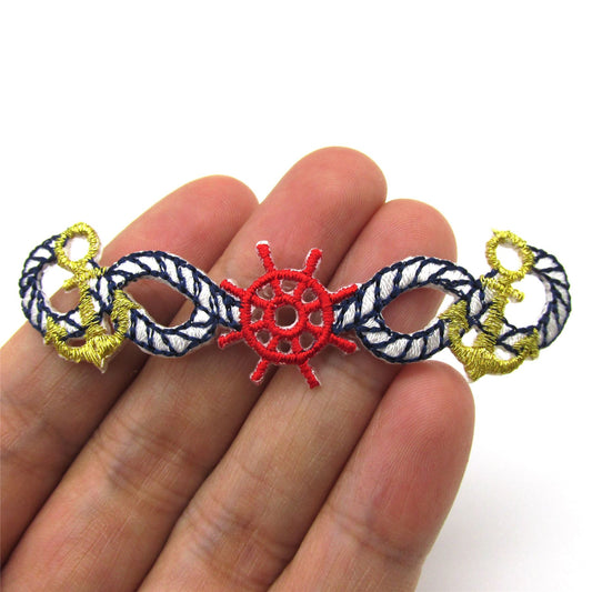 Anchor And Ship Wheel Motif Red Gold 18x75mm - 5311