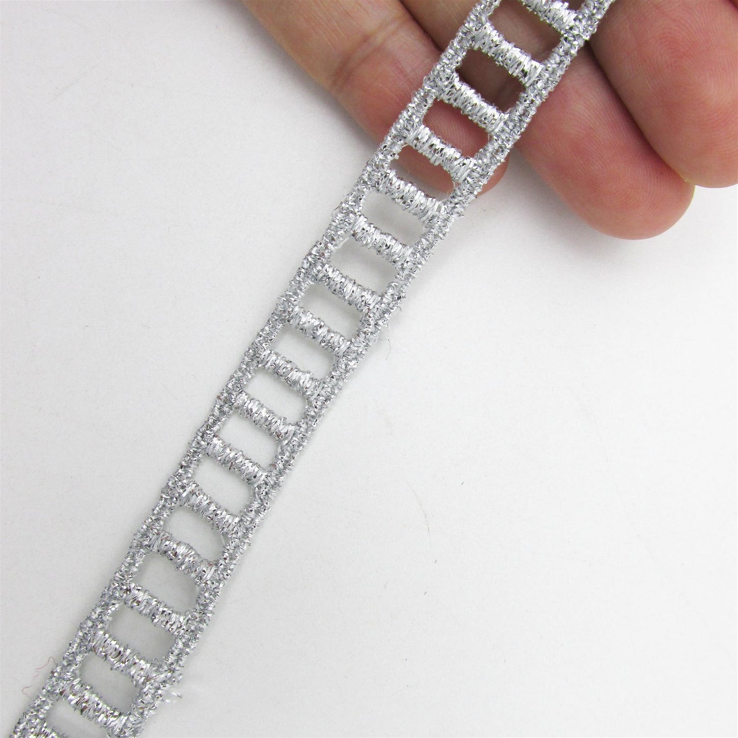Lurex Ladder Braid Silver 12mm x1m - 3259