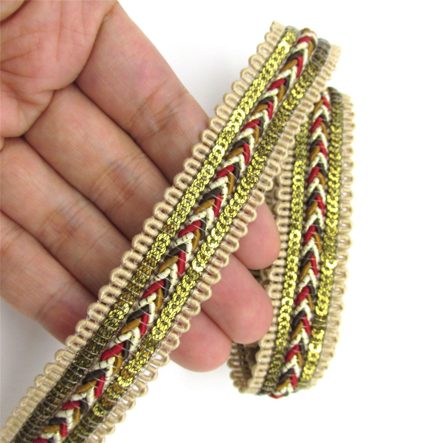 Herringbone Plait & Sequin Braid 20mm 7611