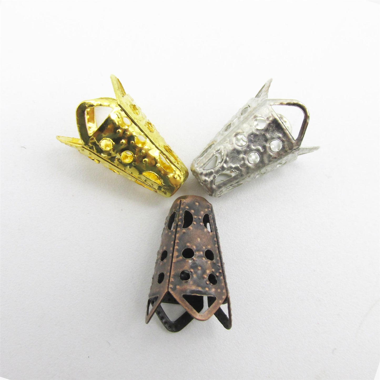 Short Metal Filigree Aglet Cap End Pair 16mm 7985
