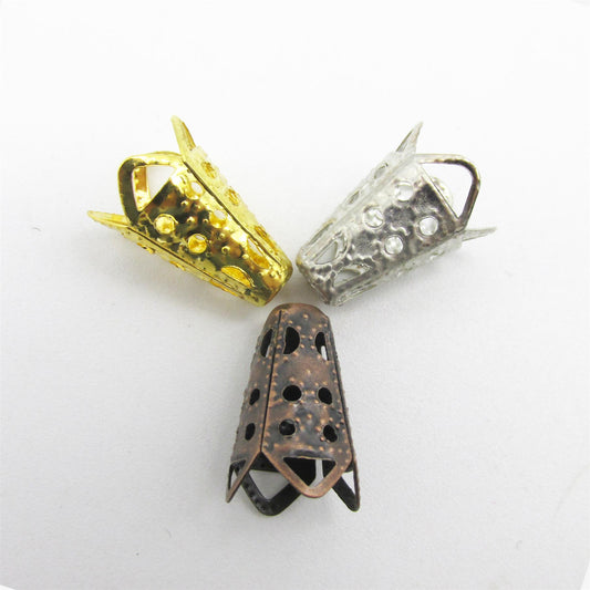 Short Metal Filigree Aglet Cap End Pair 16mm  7985