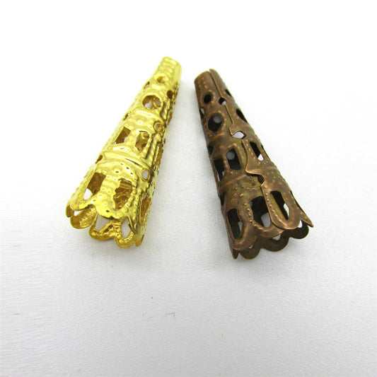 Metal Filigree Aglet Cap End Pair 22mm 7986
