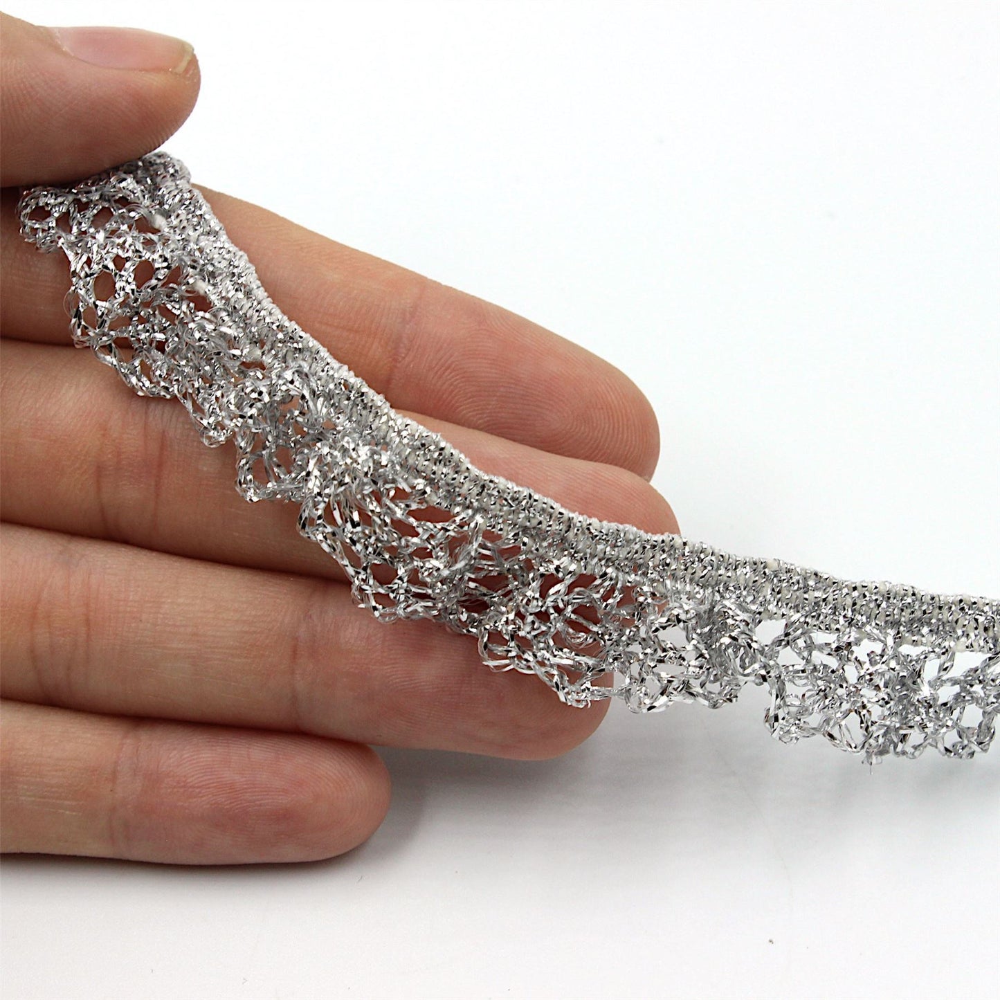 Ruched Elasticated Metallic Lace 20mm 8566