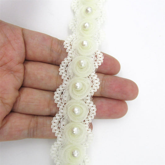 Lace with Faceted Pearl Beads 25mm - 6486