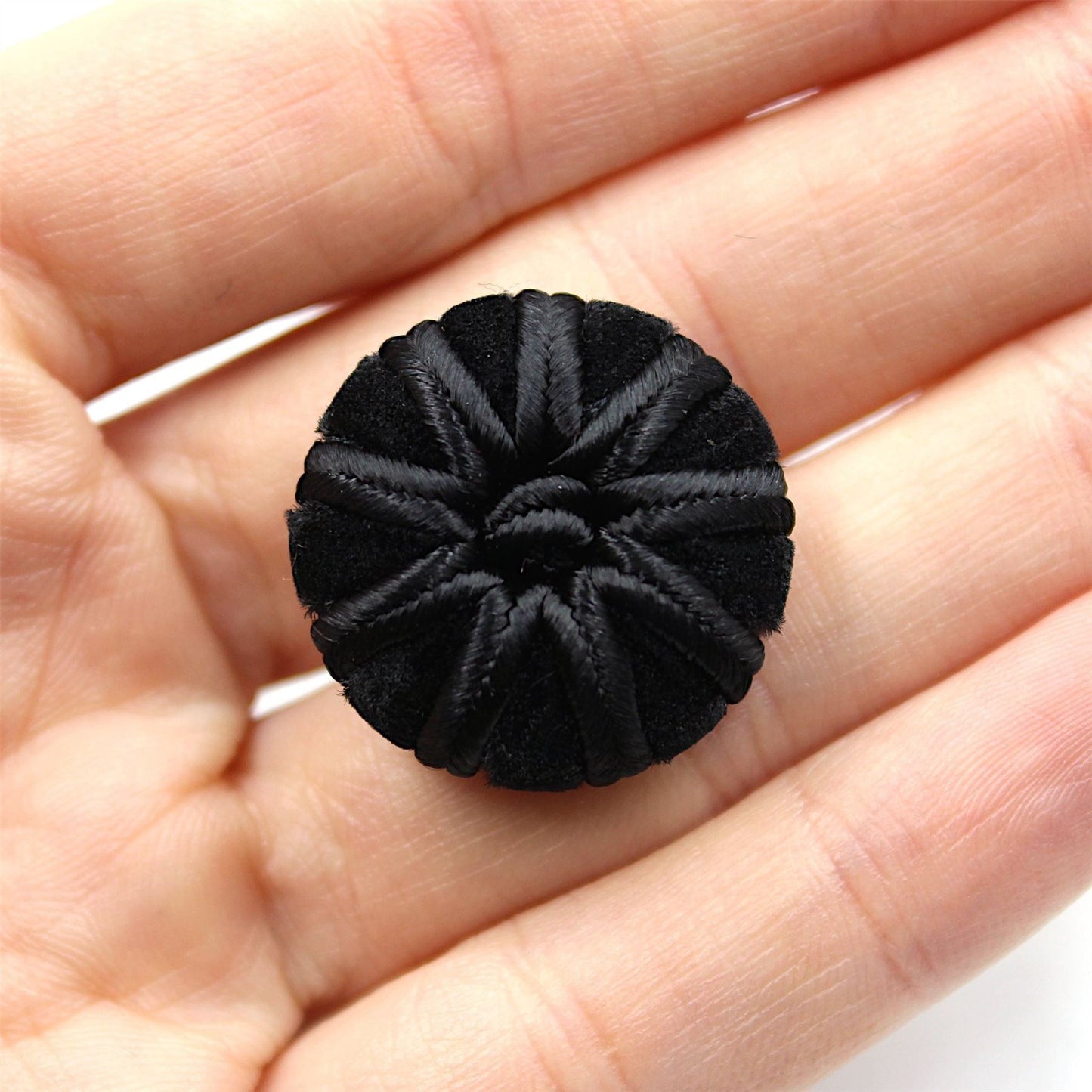 Black Velvet Passementerie Corded Button 4454