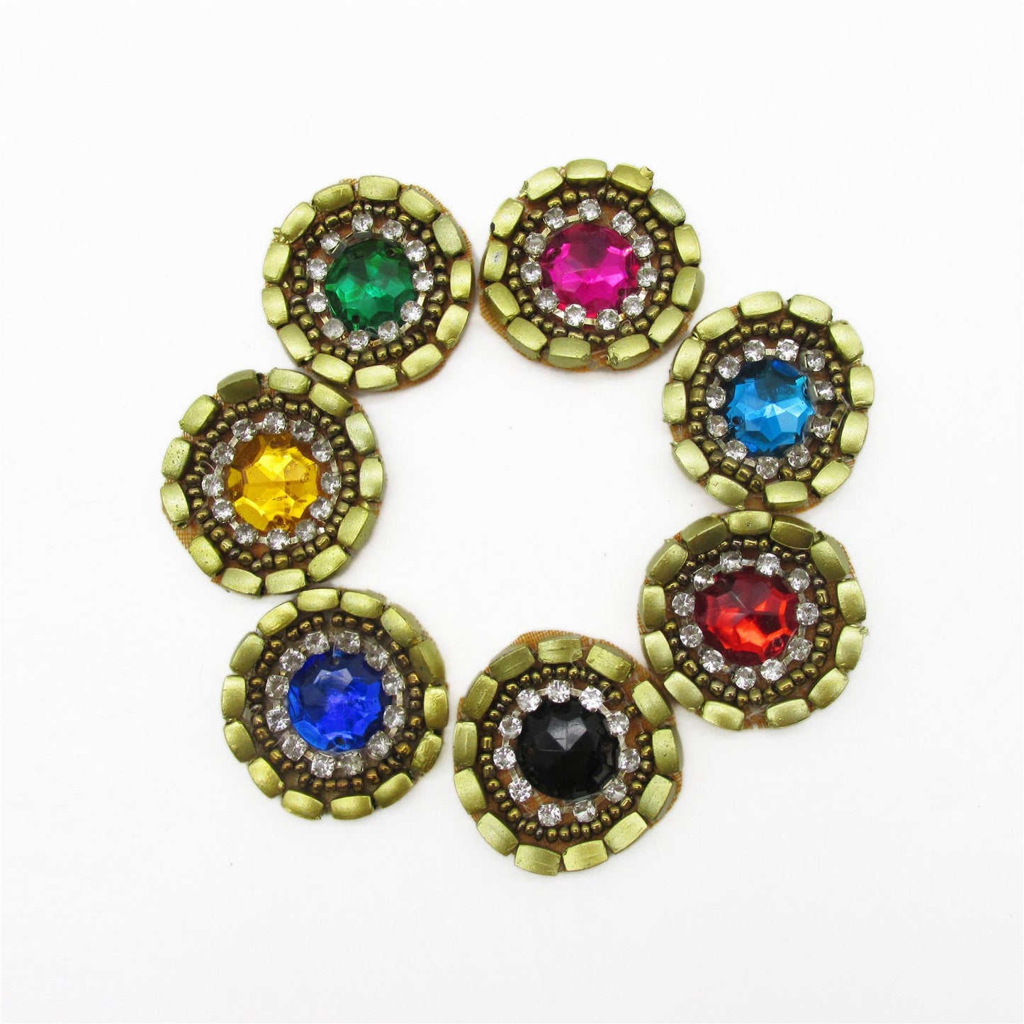 Beaded Round Jewel Motif 3cm - 9946