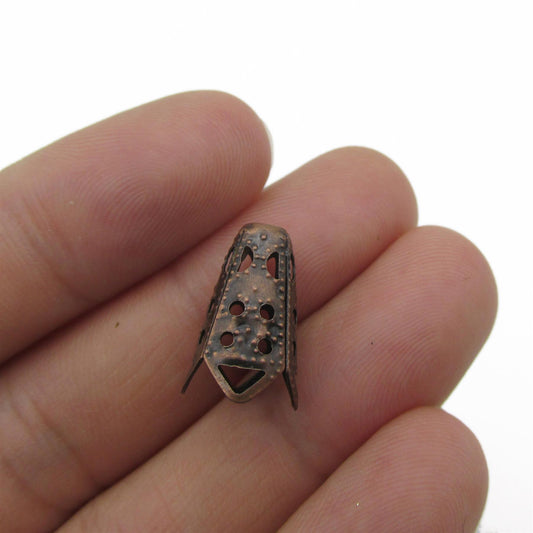 Short Metal Filigree Aglet Cap End Pair 16mm  7985