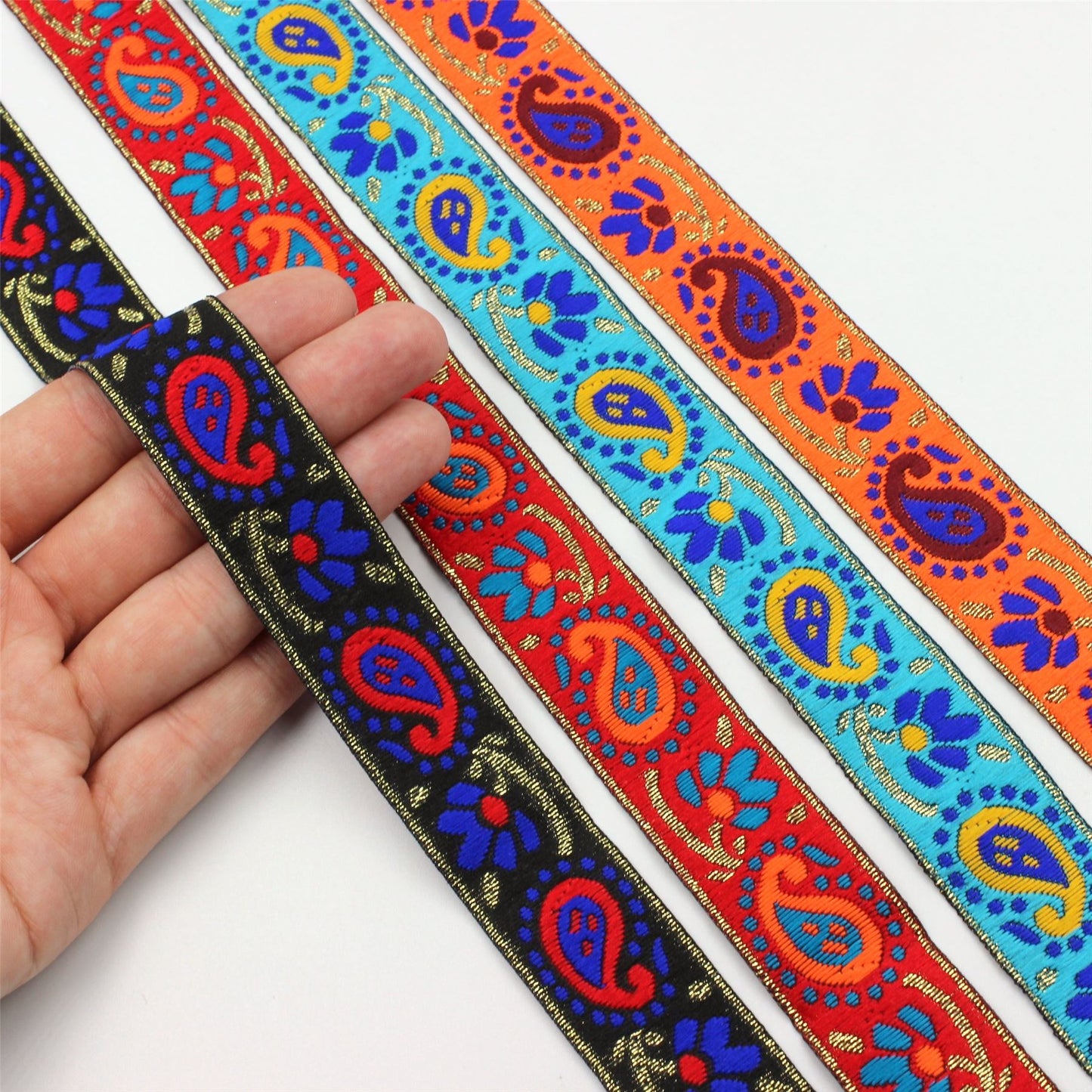 Bright Multi Coloured Paisley Braid 23mm 6551