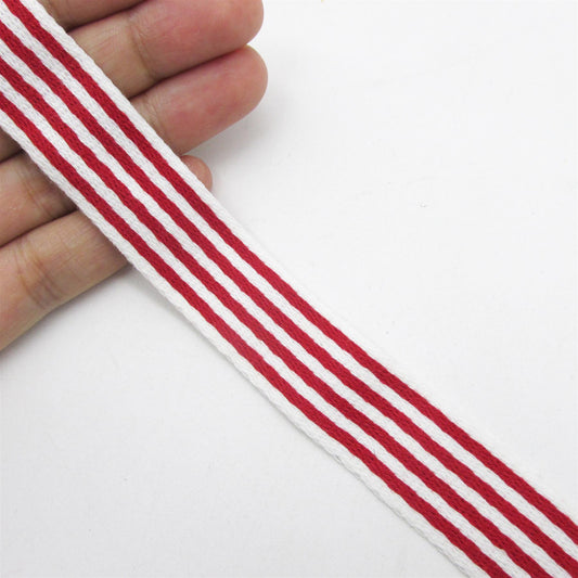 Striped Braid Red White 20mm x1m - 2297