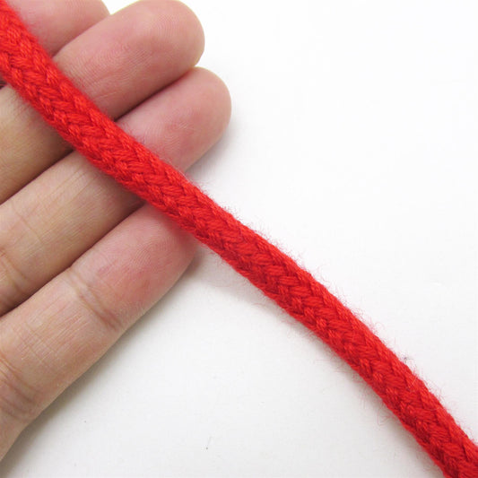 Braided Acrylic Flattened Cord Red 6mm x 1m - 5441