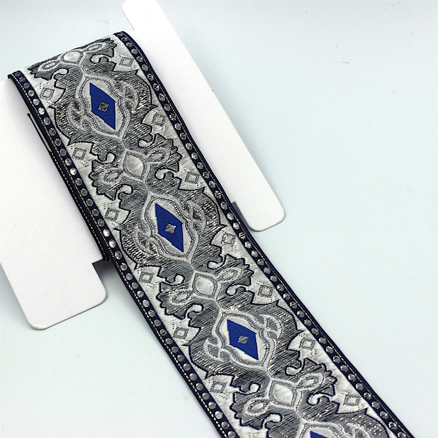 Braid Metallic Design Blue Silver White 50mm x1m - 9241