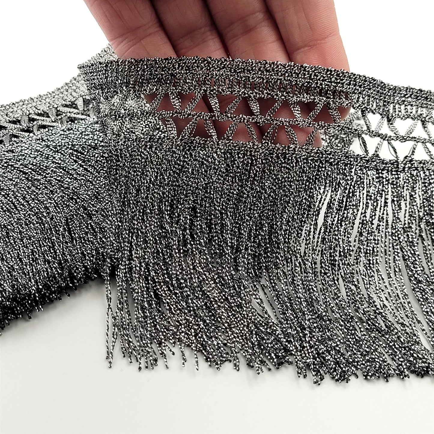 Metallic Trellis Top Fringe 10cm 7703
