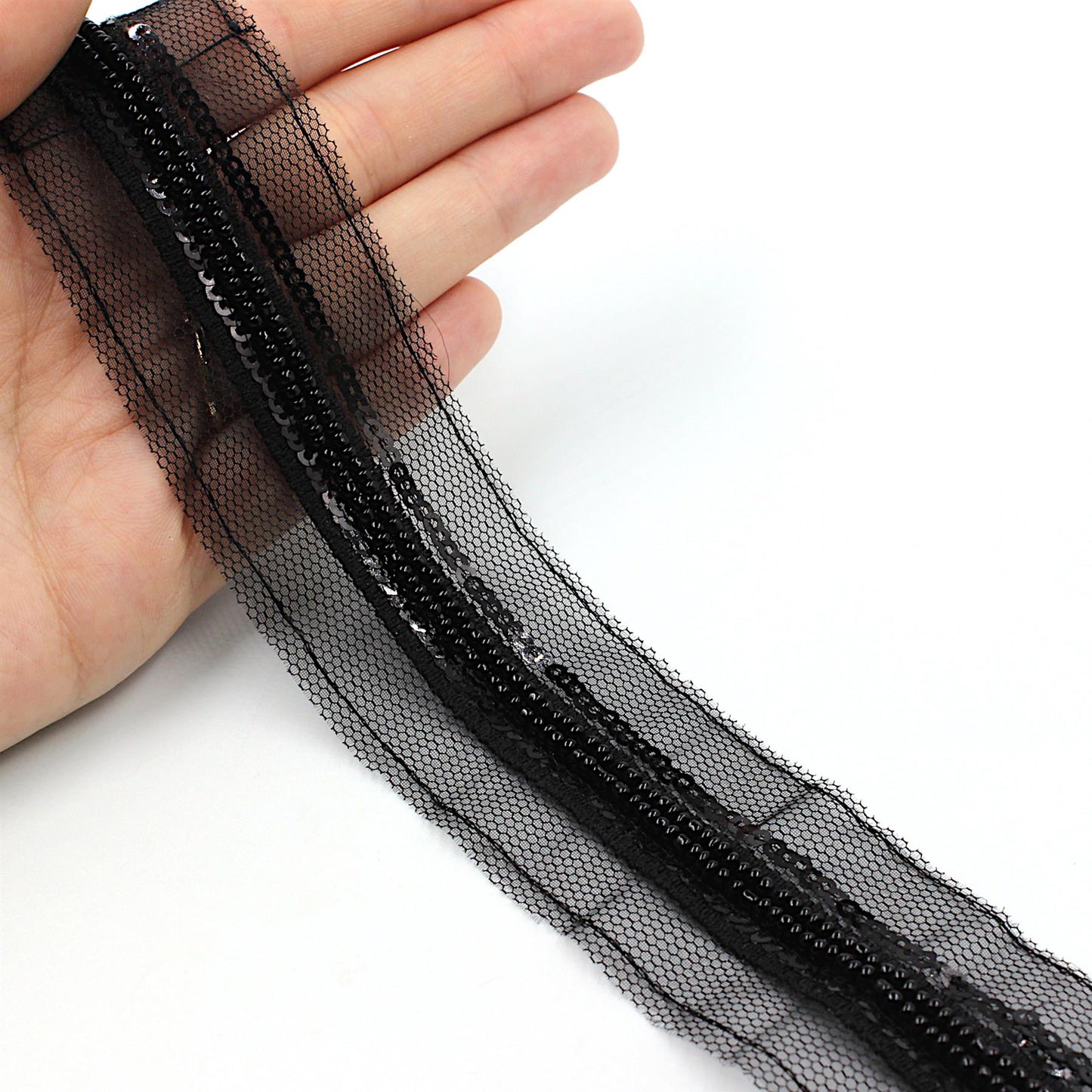 Bead and Sequin Insertion On 15mm Net x1m - 7890