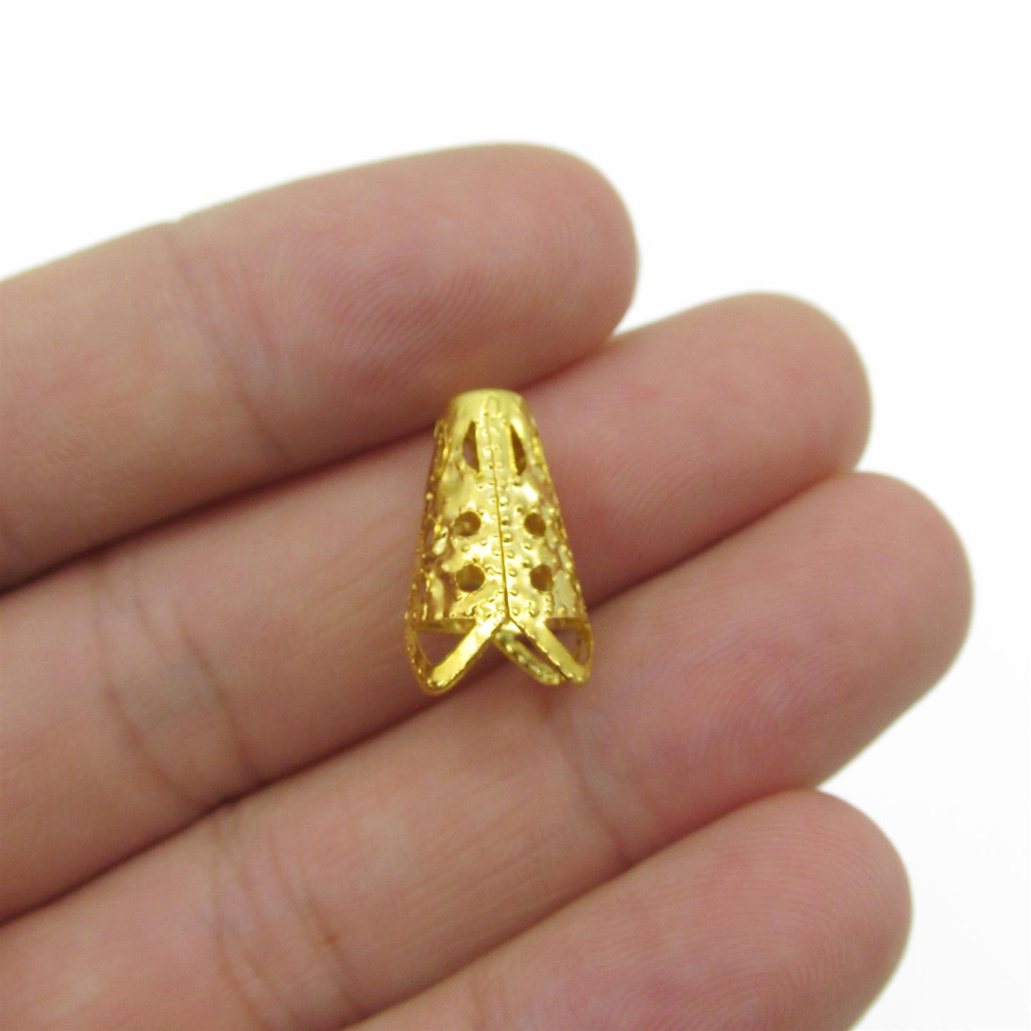 Short Metal Filigree Aglet Cap End Pair 16mm 7985