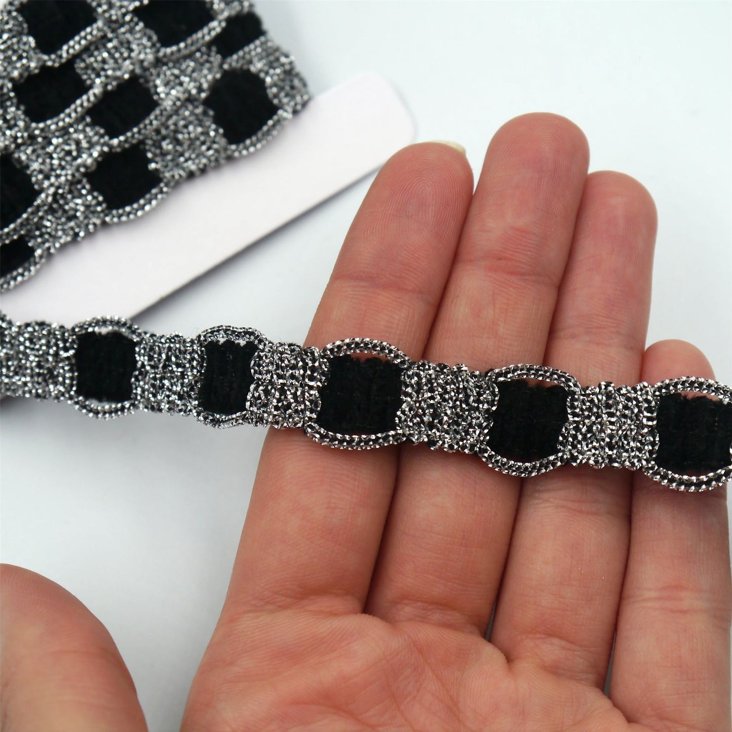 Metallic Braid with Black Chenille Centre x 1m - 7889