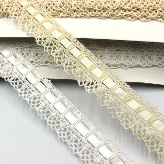 Cotton Lace With Woven Ribbon 26mm 6316