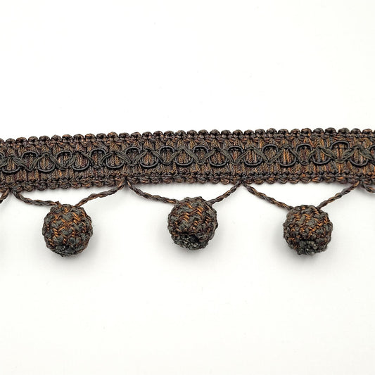 Premium Pom Pom Braid Slate Copper 60mm x1m - 6895