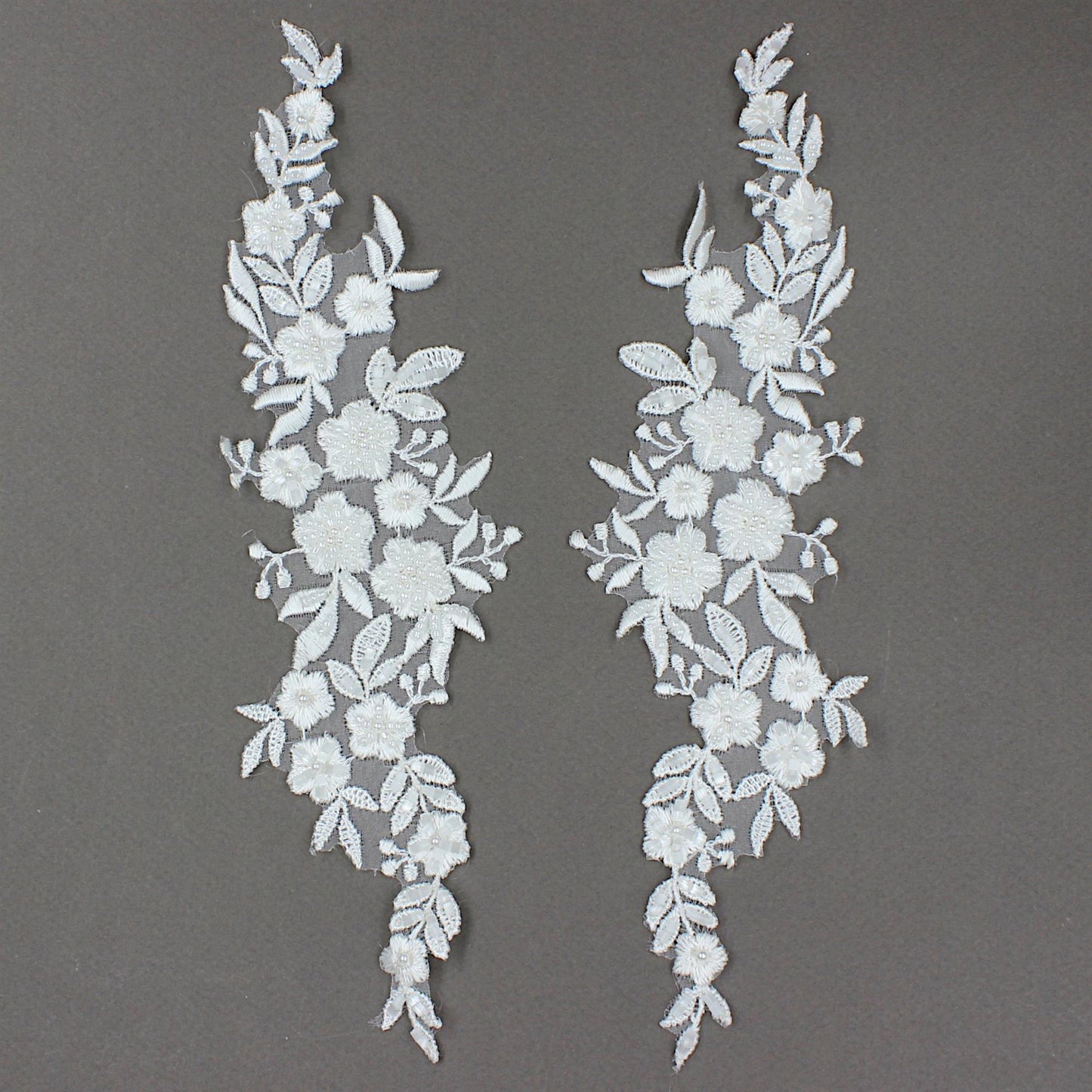 Delicate Beaded Lace Motif Pair 23cm 9637