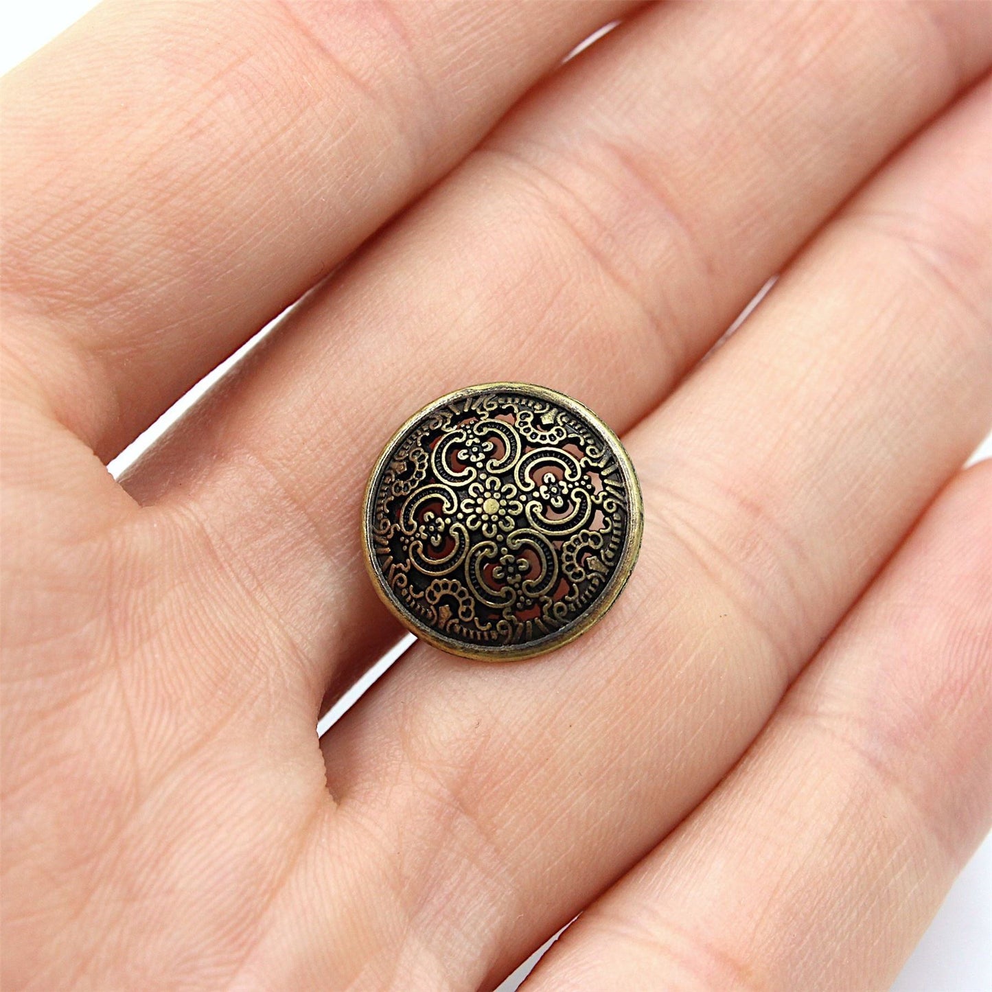 Ornate Filigree Metal Button - 4411