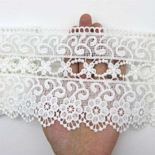 Wide Openwork Floral Lace White 13cm - 6311