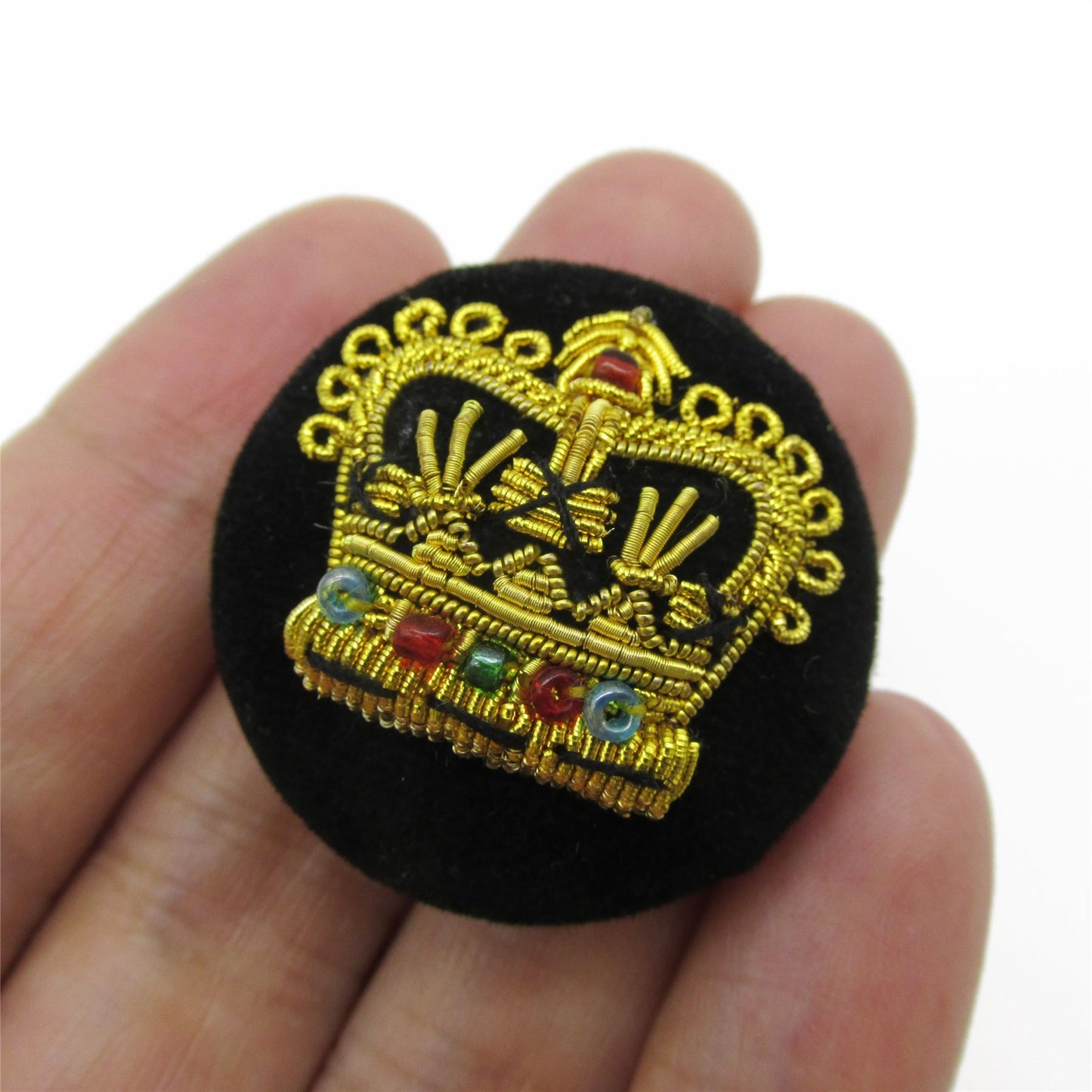 Ornate Crown Embroidered Button - 4408