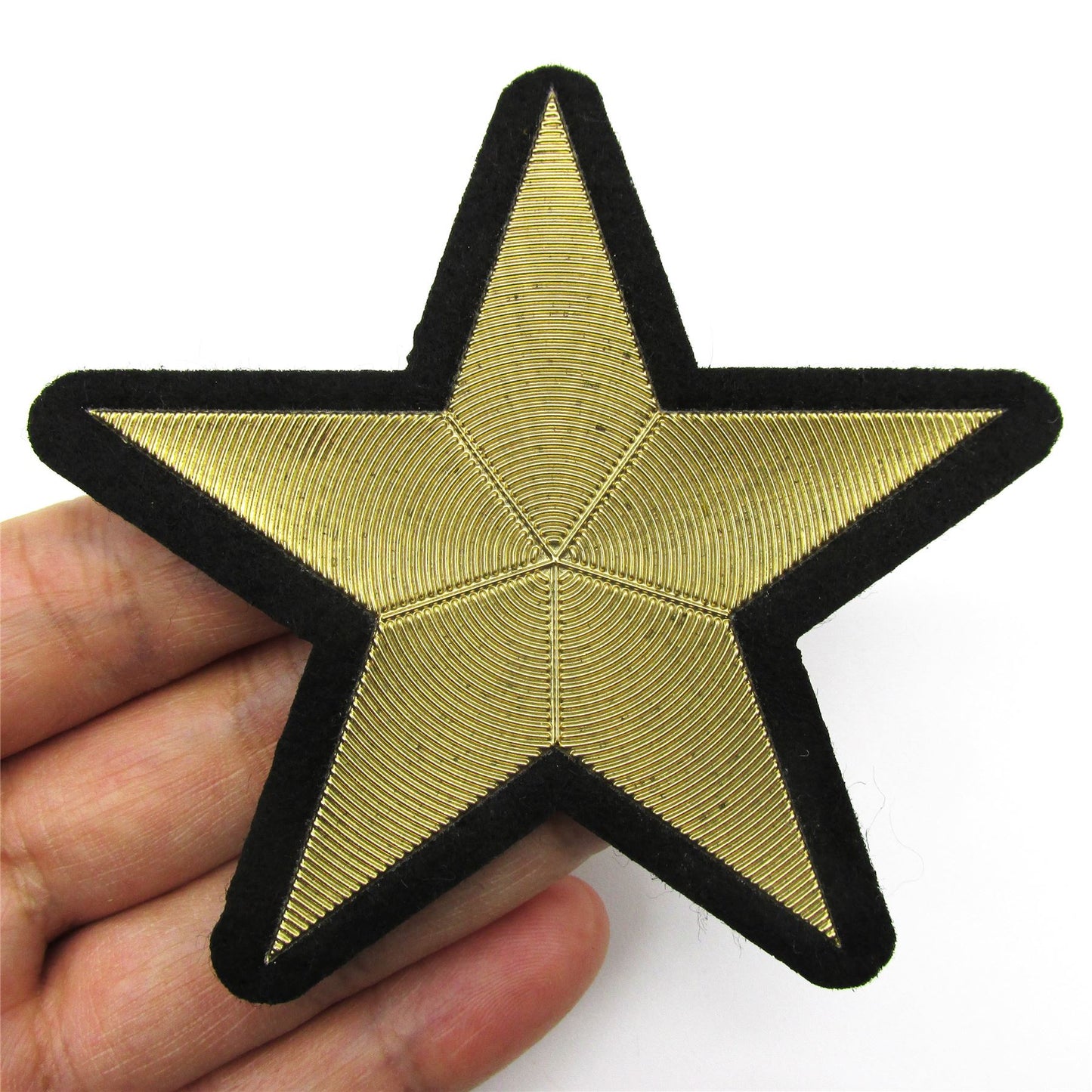 Iron On Star Motif Black Gold 9cm 6906