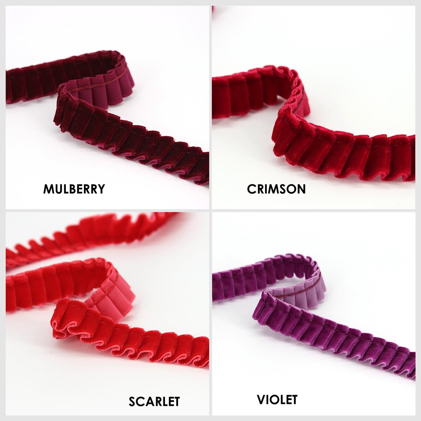 Side-Pleated Velvet Ribbon 16mm x1m - 7109