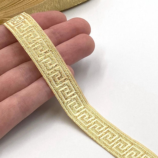 Greek Key Design Metallic Braid Gold x 1m - 9863