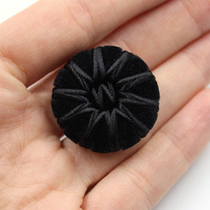 Black Velvet Corded Button With Centre Knot 4454