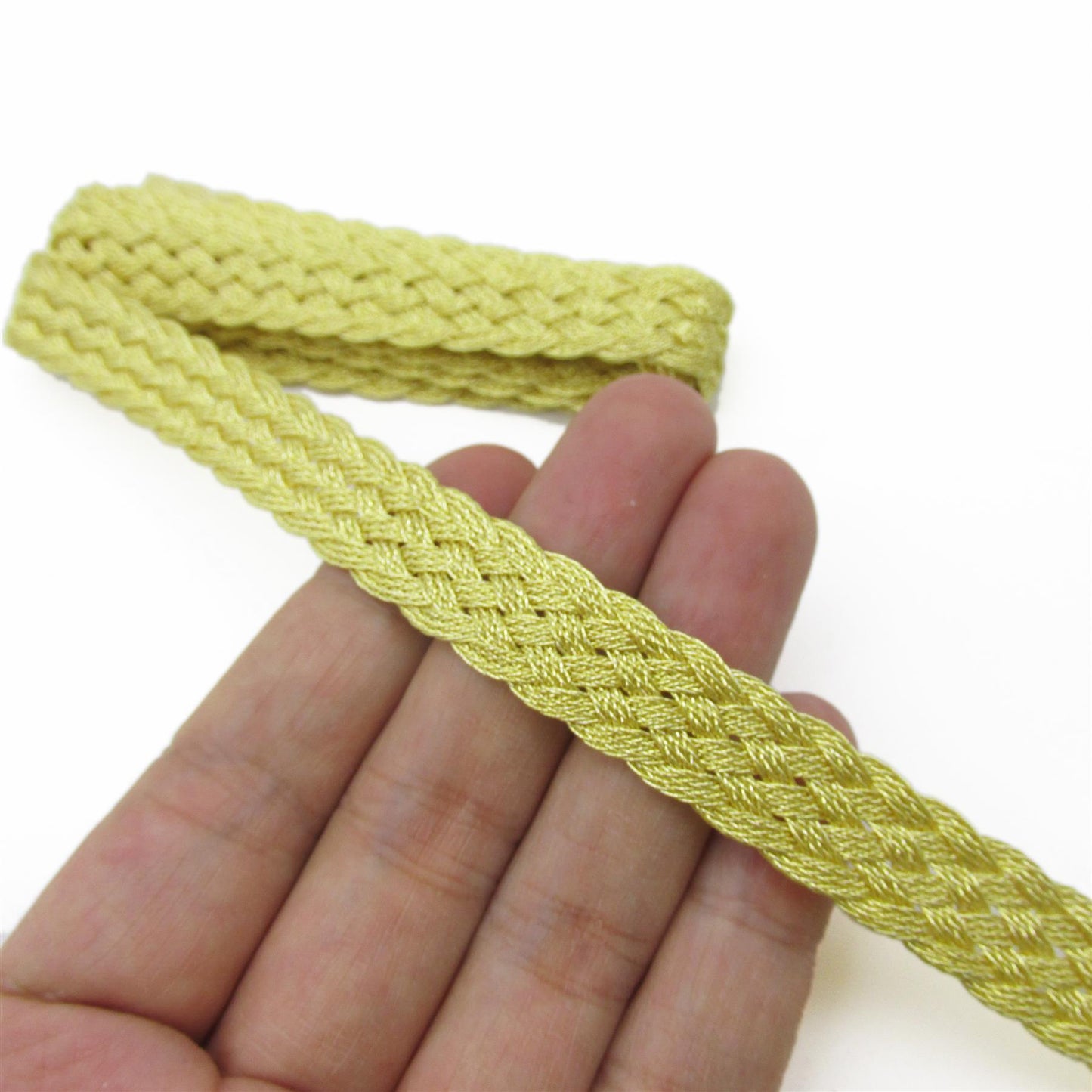 Metallic Plaited Flat Braid Gold 13mm 7964