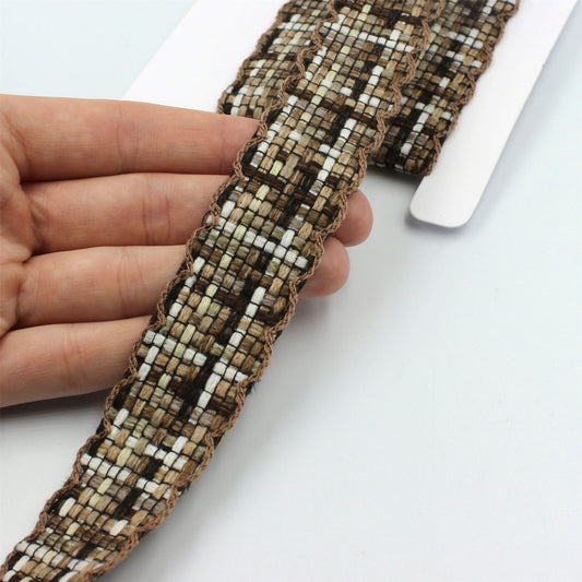 Wool-Effect Woven Braid With Crochet Edge 25mm 6122