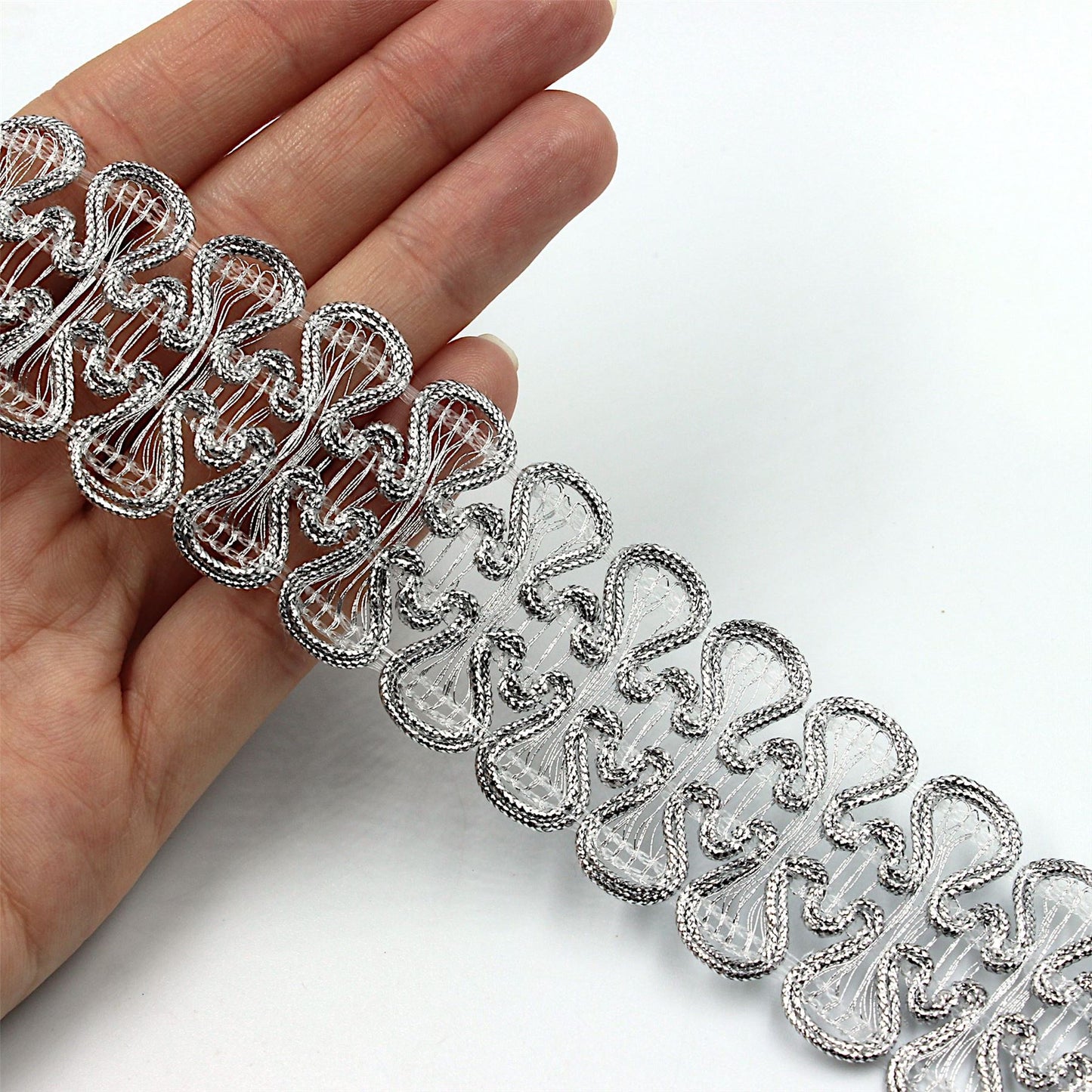 Metallic Fancy Braid Silver 35mm 5392