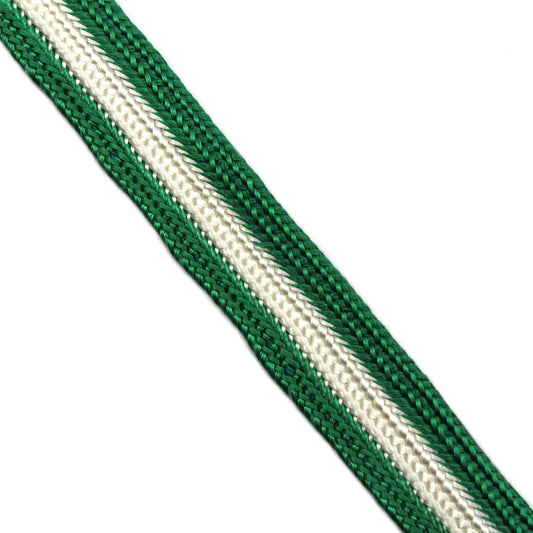Vintage Stripe Braid Green White 12mm x1m - 2107