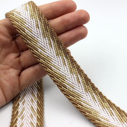 Soft Woven Braid Gradient Chevron Brown 30mm x1m - 8145