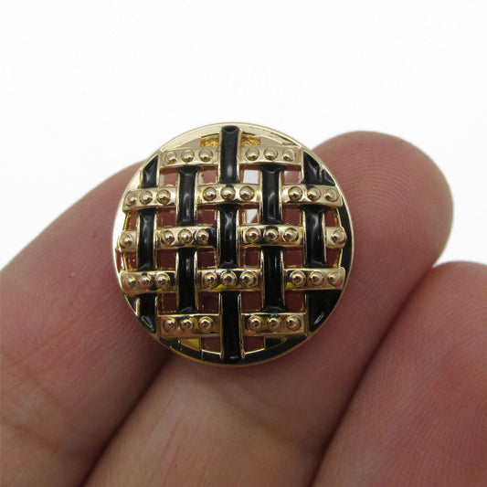 Basket Weave Enamelled Metal Button - 6564