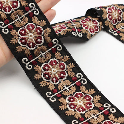 Flower Leaf And Berry Embroidered Braid 5004