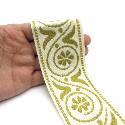 Jacquard Braid with Simple Flower Pattern - 57mm - by the metre - 5007