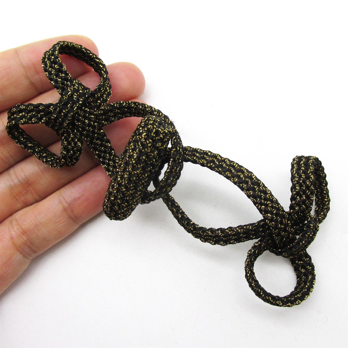 Flat Braided Metallic Frog with Toggle - 11cm - 7669