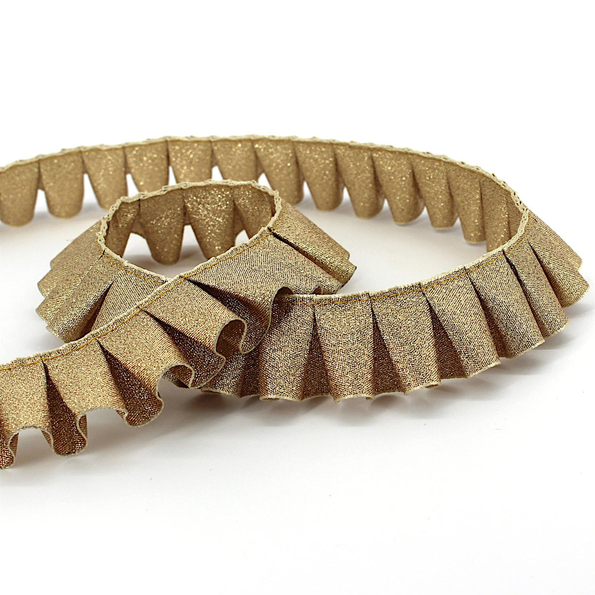 Metallic Box Pleated Ribbon - Gold - 35mm - by the metre - 5618