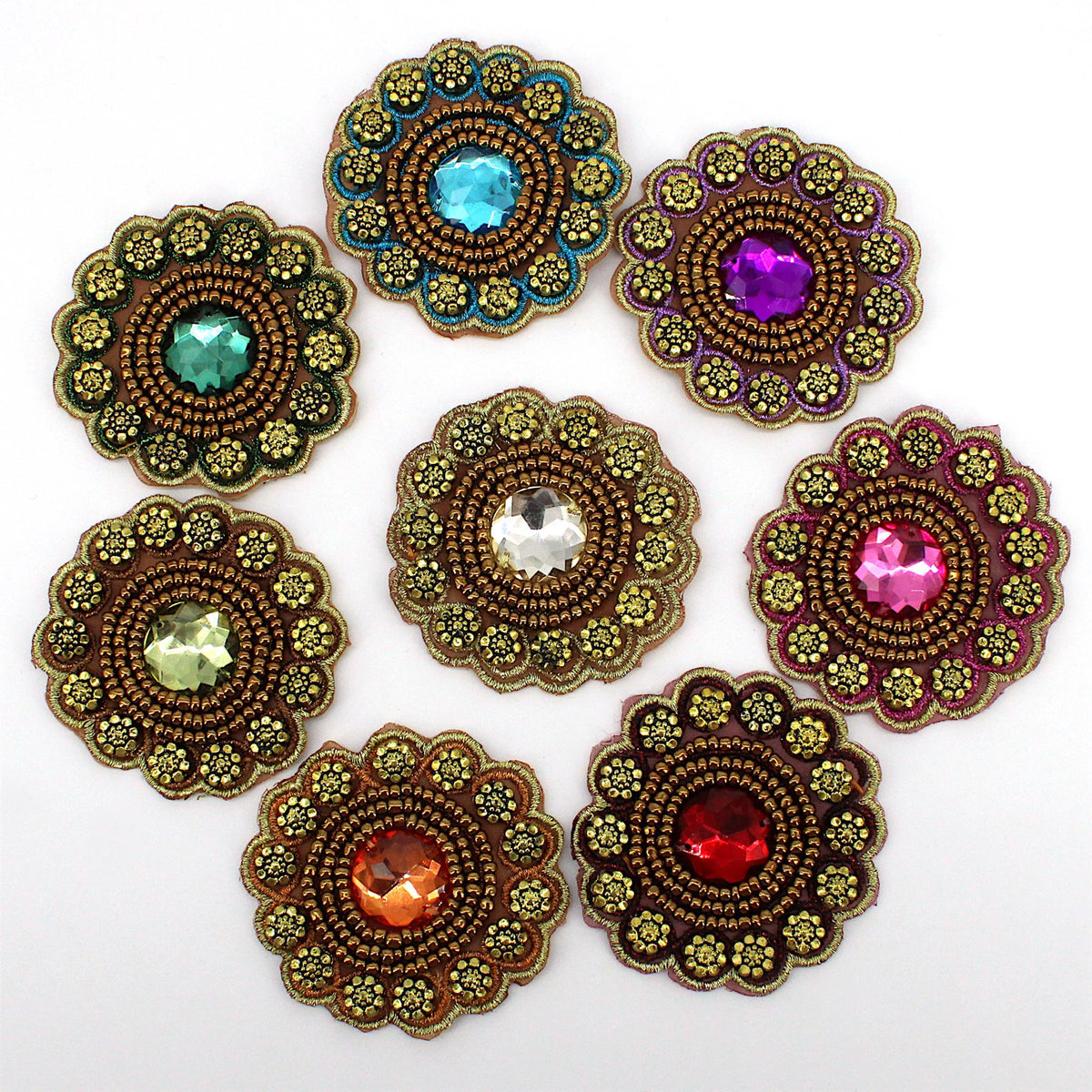 Beaded Round Jewel Motif - 60mm - 5616