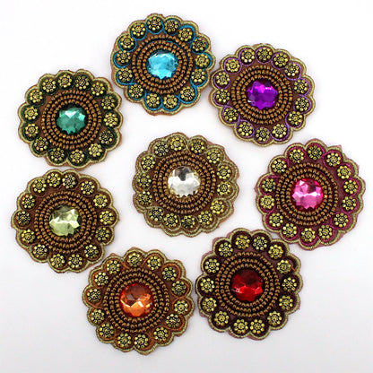 Beaded Round Jewel Motif - 60mm - 5616