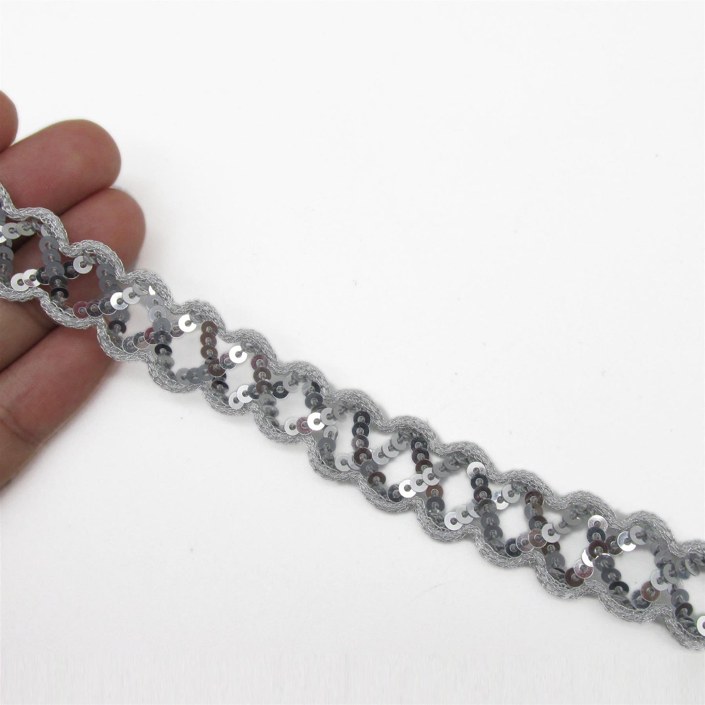 Sequin and Lurex Criss Cross Braid - 17mm - by the metre - 9726