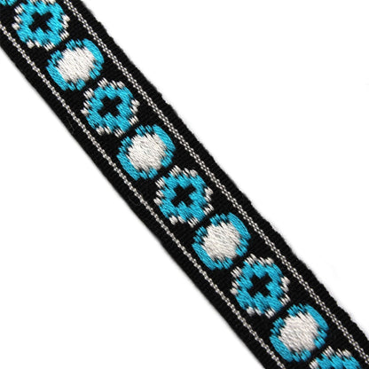 Vintage Geometric Flower Braid Blue 15mm x1m - 2794