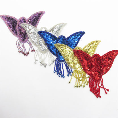 Winged Sequin Motif with Beaded Tassels - 12.5cm - 9327