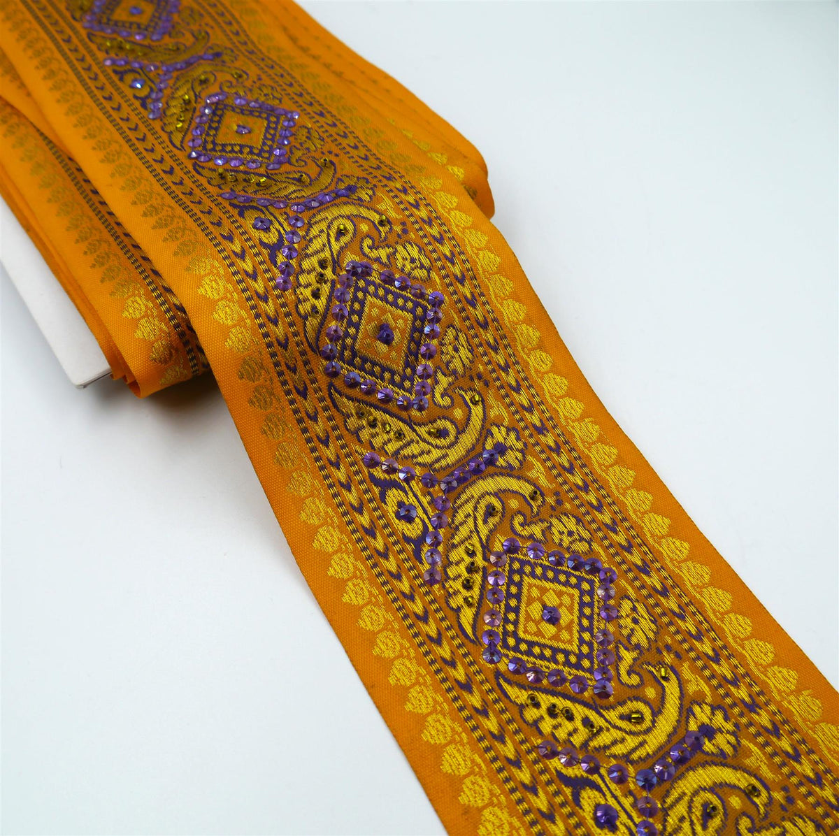 Diamond Embroidered and Sequin Braid - 90mm - by the metre - 8835
