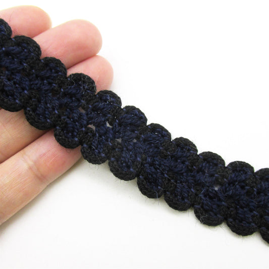 Double Scalloped Edge Braid Navy 20mm x1m - 7850